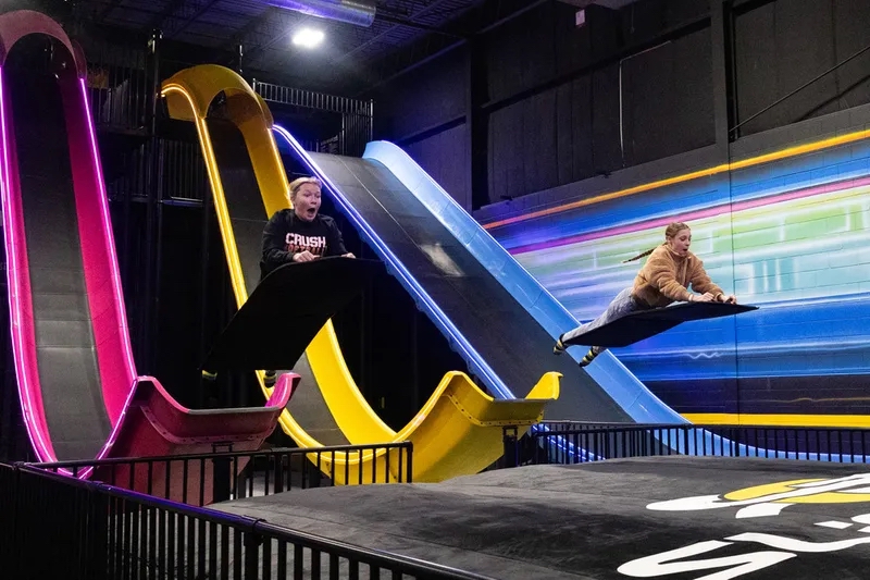 riders launching in the air at slick city action park - pigeon forge, tn